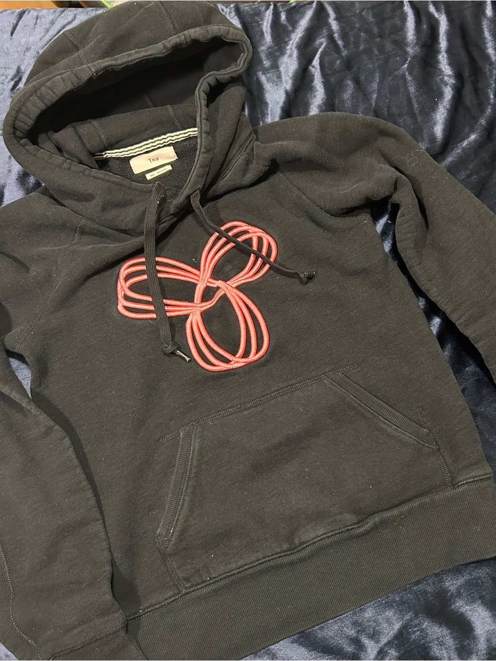 TNA Black Hoodie with Red Rope Accent